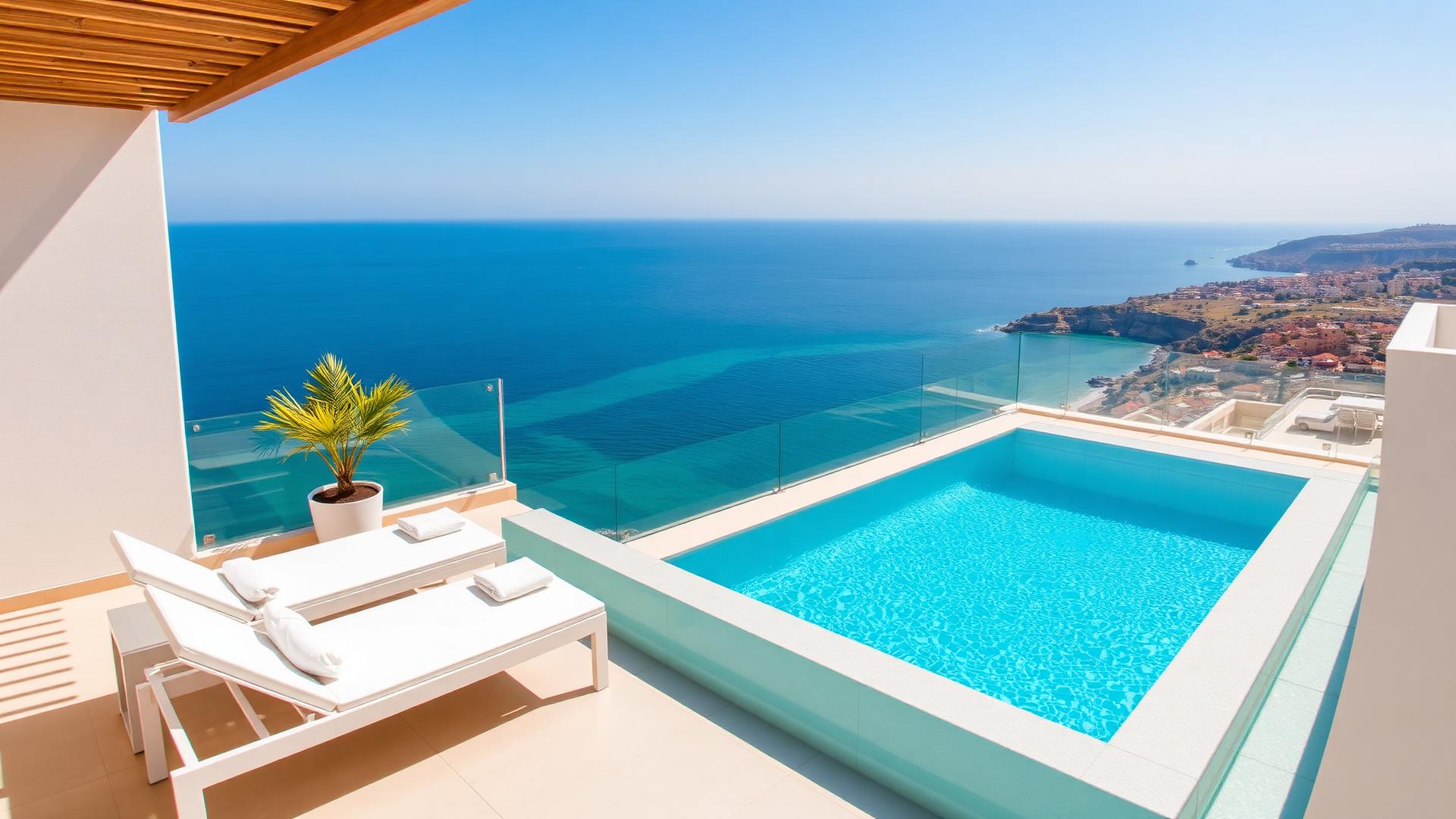 Rooftop infinity pool overlooking the Mediterranean in Malta